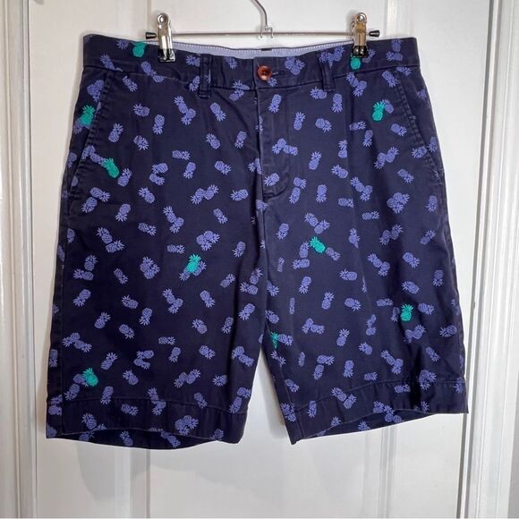 Mens Tommy Hilfiger Navy Pineapple Embroidered Scatter Print 9" Size 33 - Picture 3 of 7